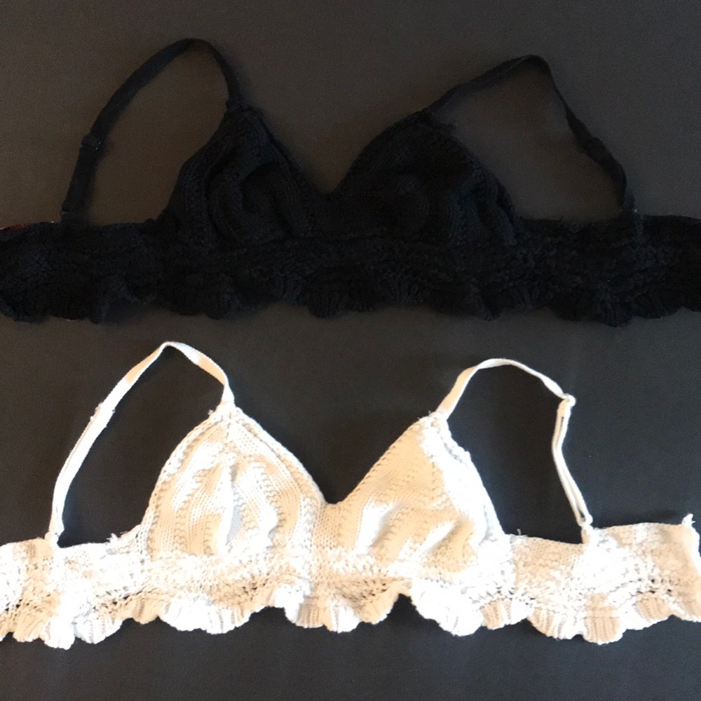 White + black Macrame bralette BUNDLE!